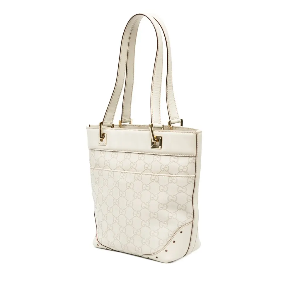 Gucci Mini Guccissima Punch Tote White Leather Very good - Back View