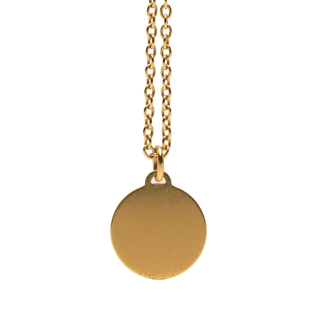 Dior Gold Plated CD Logo Round Pendant Necklace Gold Metal Very good - Inside View