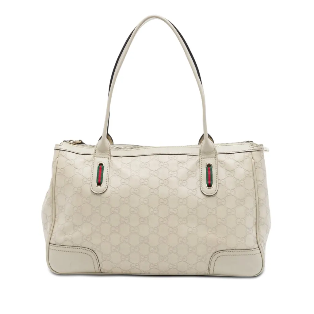 Gucci Guccissima Web Princy Tote Beige Leather Very good - Front View