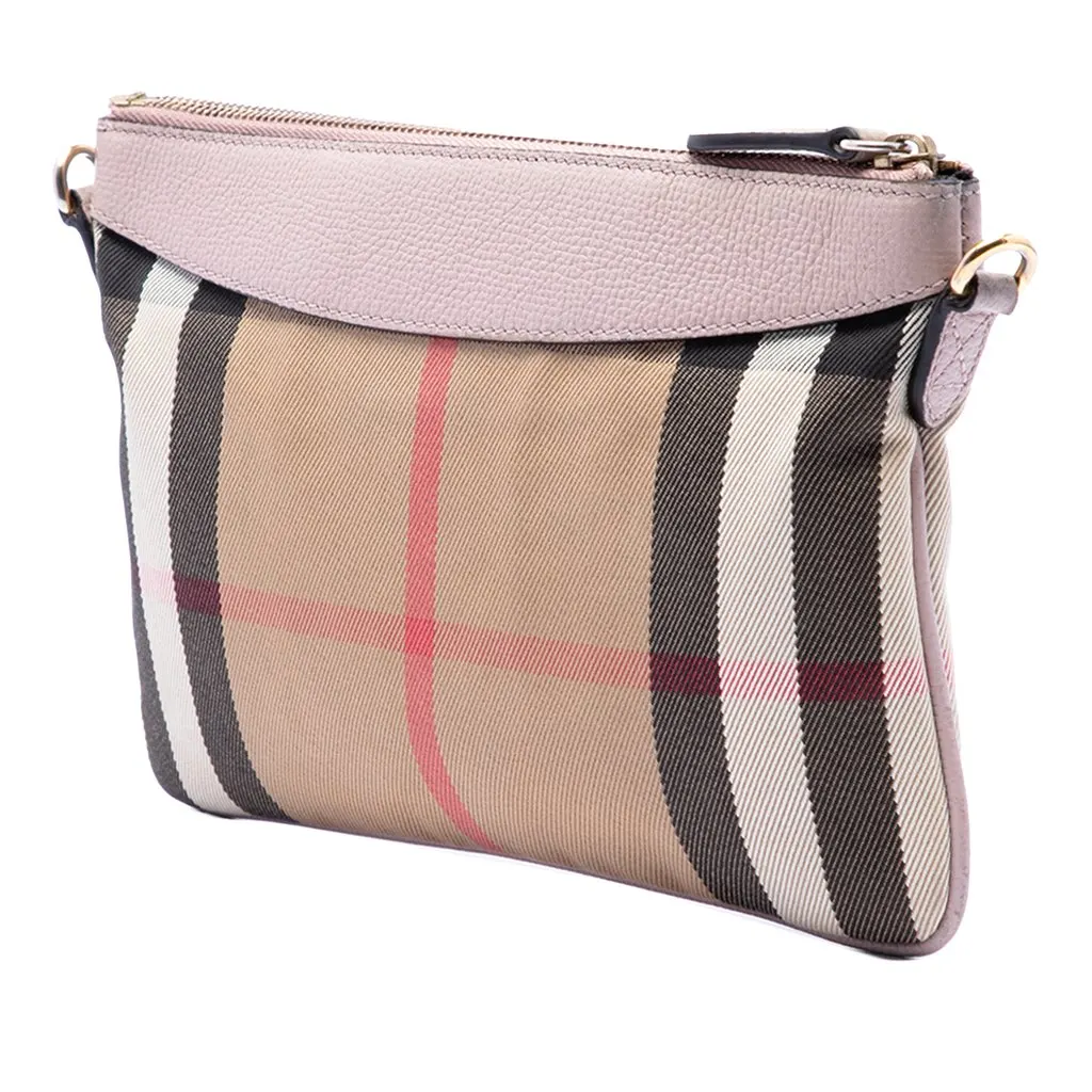 Burberry House Check Canvas Derby Peyton Crossbody Brown Good - Back View