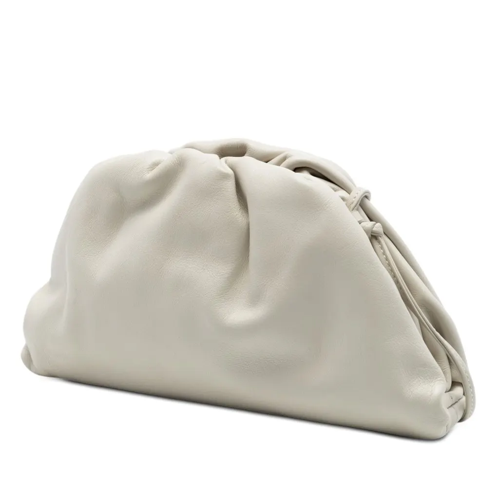 Bottega Veneta Lambskin The Mini Pouch Crossbody White Leather Very good - Back View