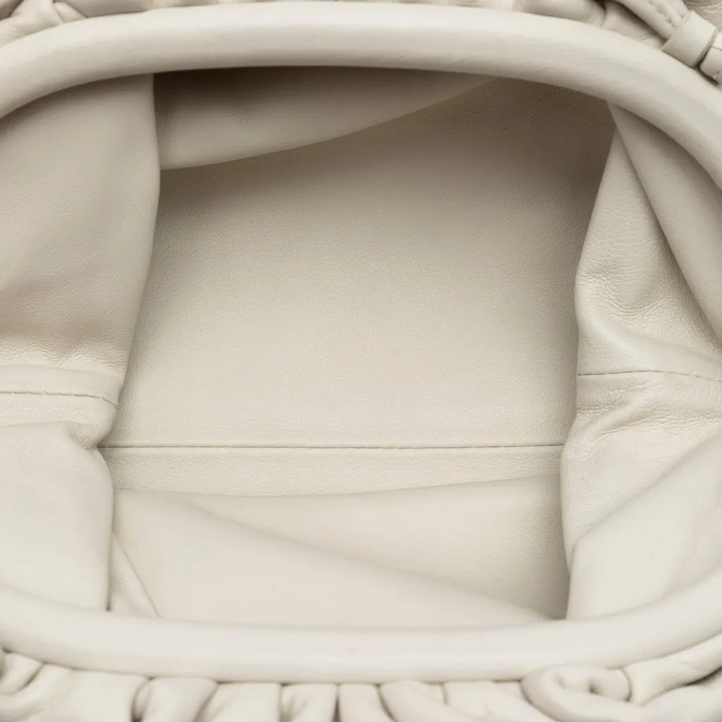 Bottega Veneta Lambskin The Mini Pouch Crossbody White Leather Very good - Model View