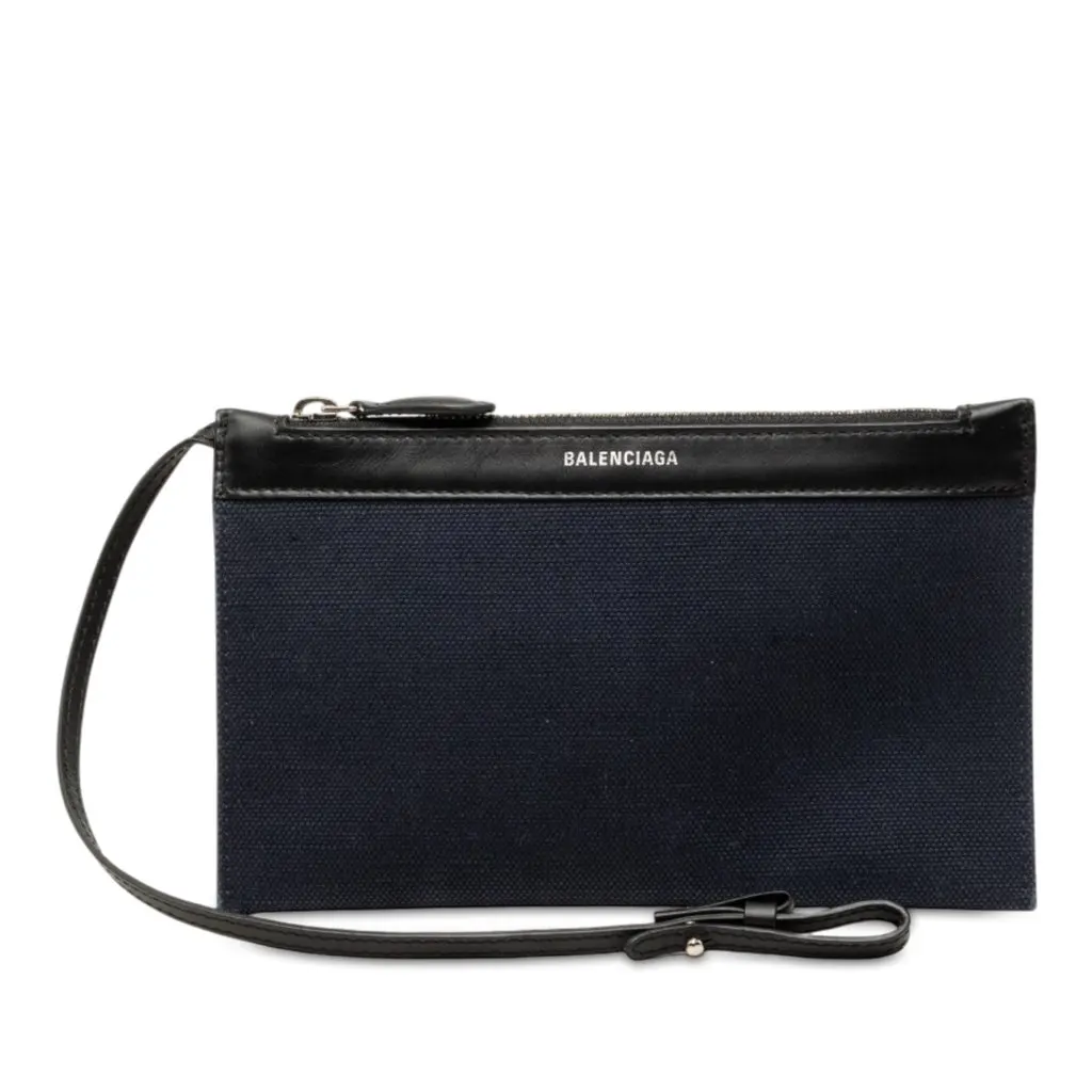 Balenciaga Canvas Navy Cabas Pouch Blue Canvas Good - Front View