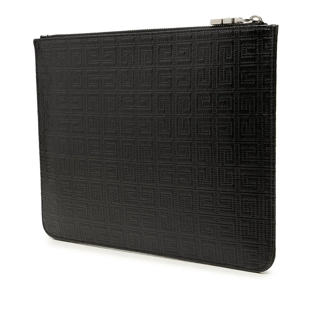Givenchy 4G Embossed Coated Canvas Flat Pouch Black Canvas Very good - Back View