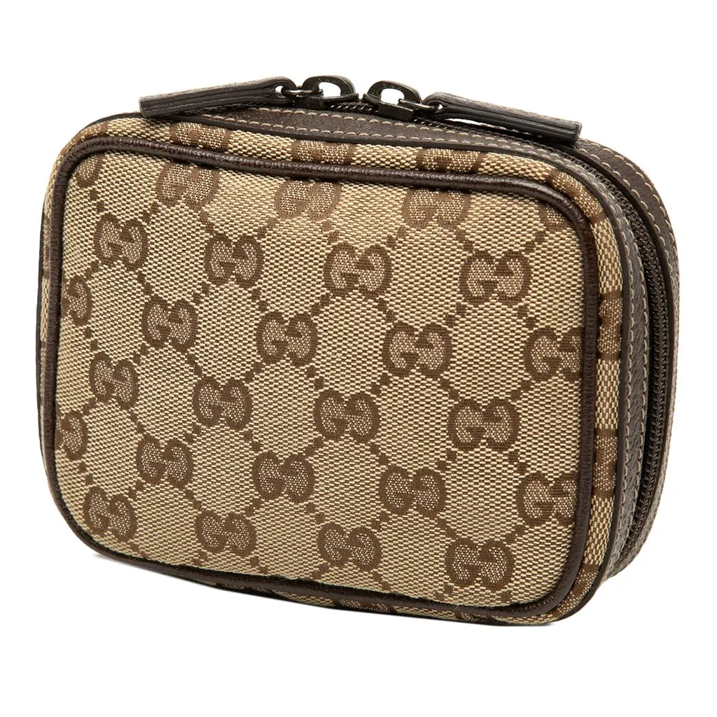 Gucci GG Canvas Cosmetic Pouch Beige Canvas Good - Back View