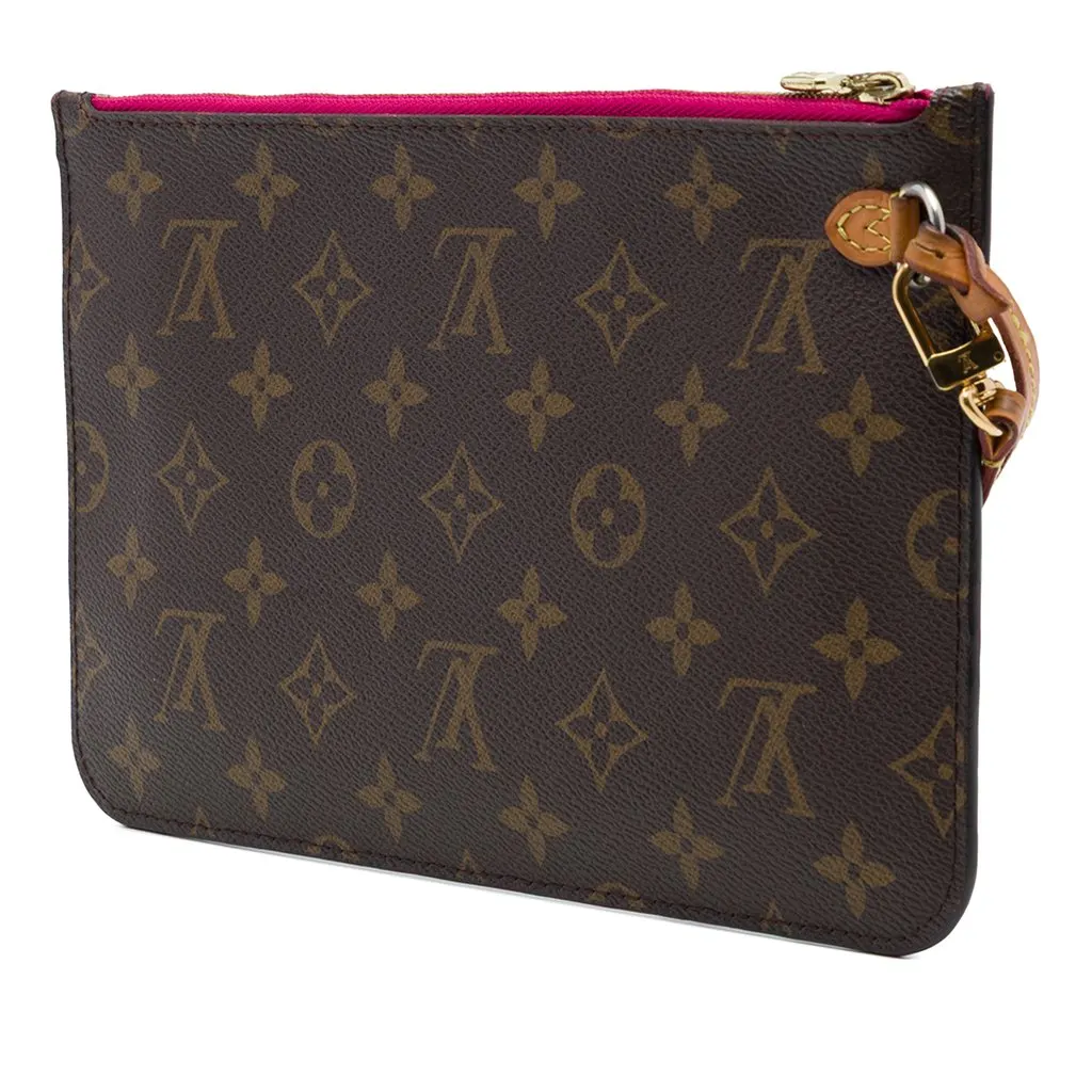 Louis Vuitton Monogram Neverfull MM Pouch Brown Canvas Good - Back View