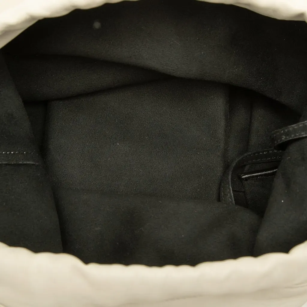 Saint Laurent Lambskin Teddy Drawstring Bucket Bag White Leather Very good - Model View