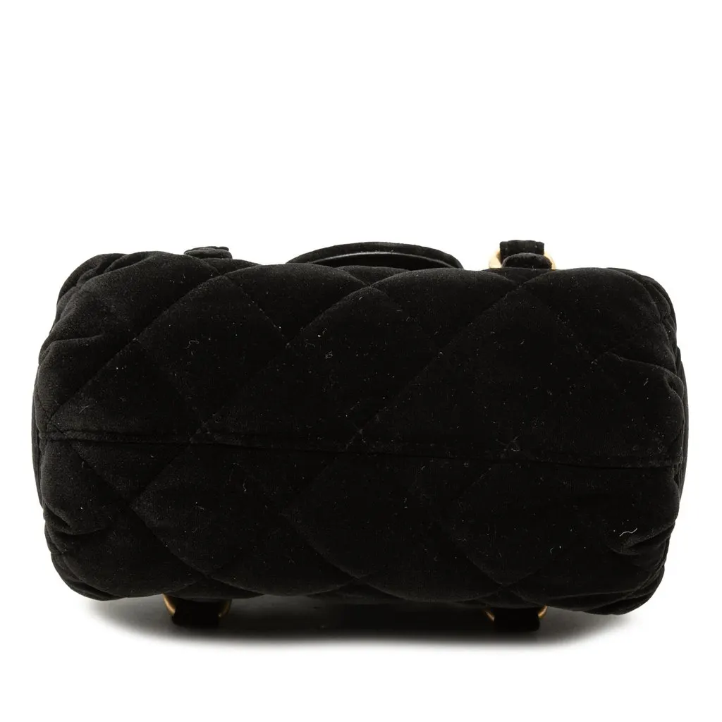 Chanel Mini Quilted Velvet Top Handle Flap Black Very good - Inside View
