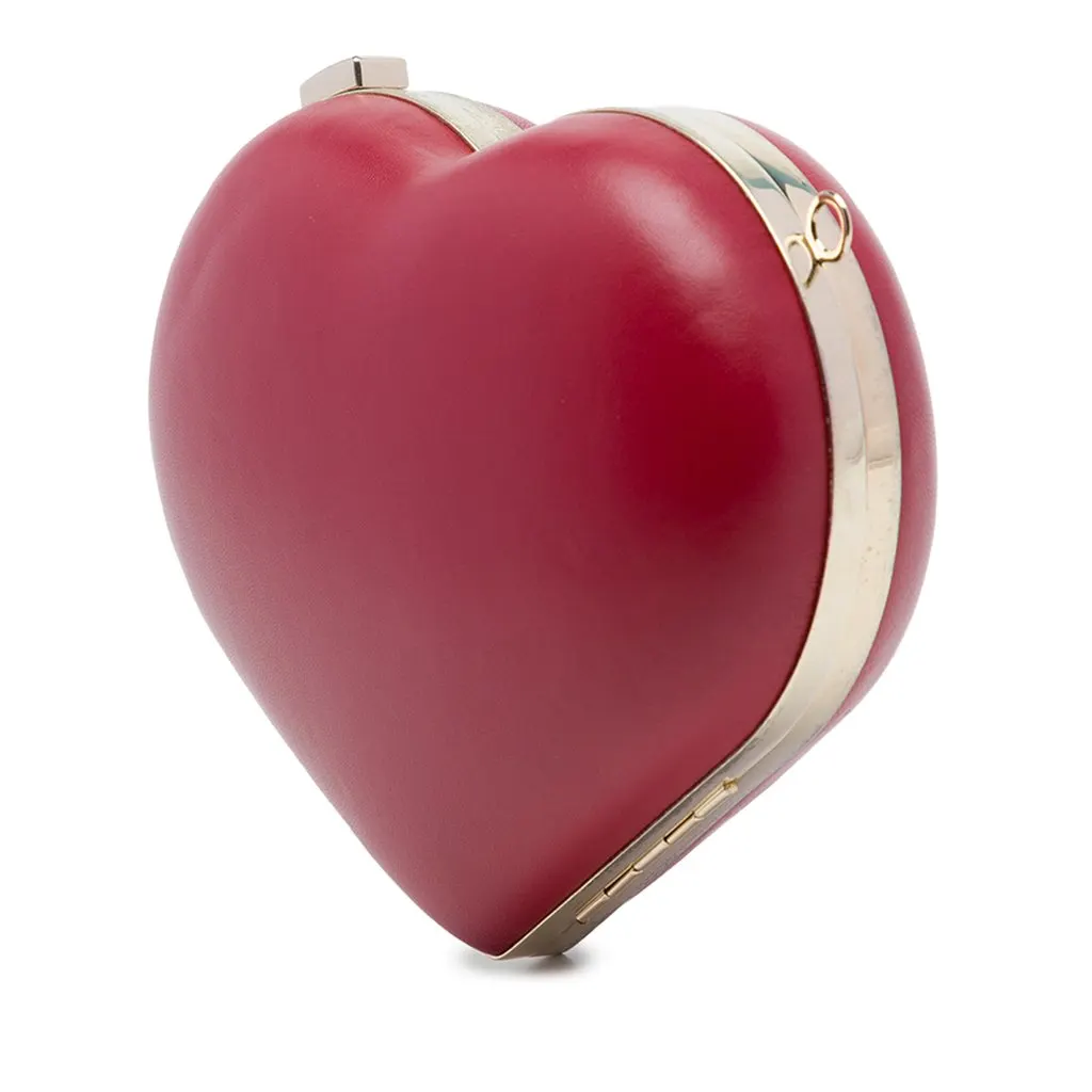 Valentino Leather Rockstud Carry Secrets Heart Minaudiere Crossbody Red Leather Very good - Back View