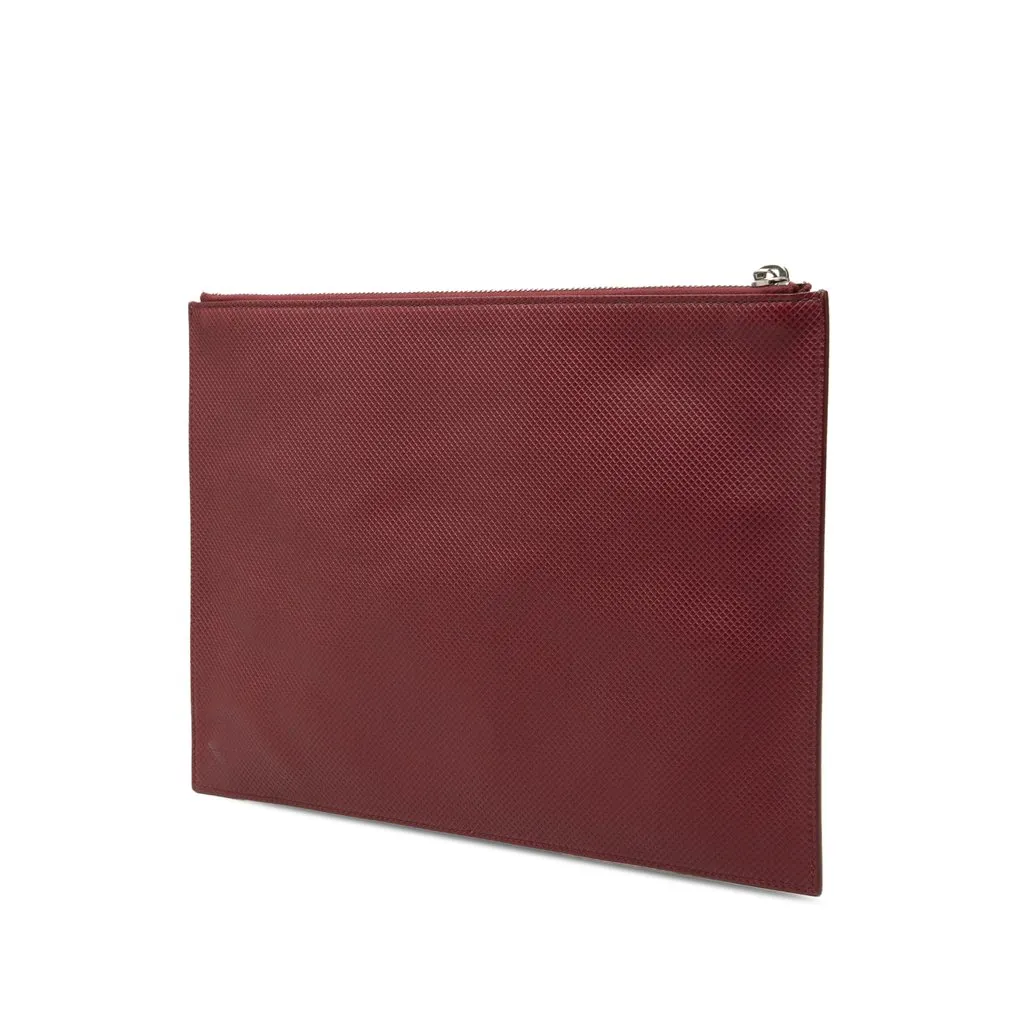 Bottega Veneta Textured Calfskin Marco Polo Clutch Red Leather Very good - Back View