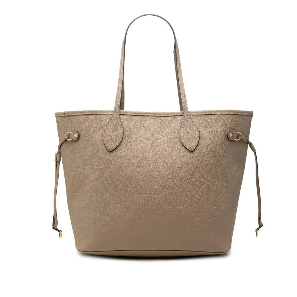 Louis Vuitton Monogram Giant Empreinte Neverfull MM Beige Leather Very good - Front View