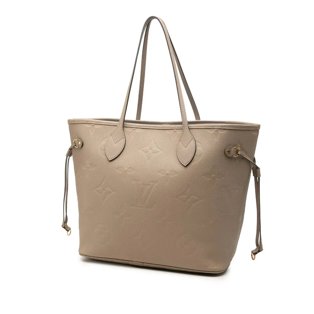 Louis Vuitton Monogram Giant Empreinte Neverfull MM Beige Leather Very good - Back View