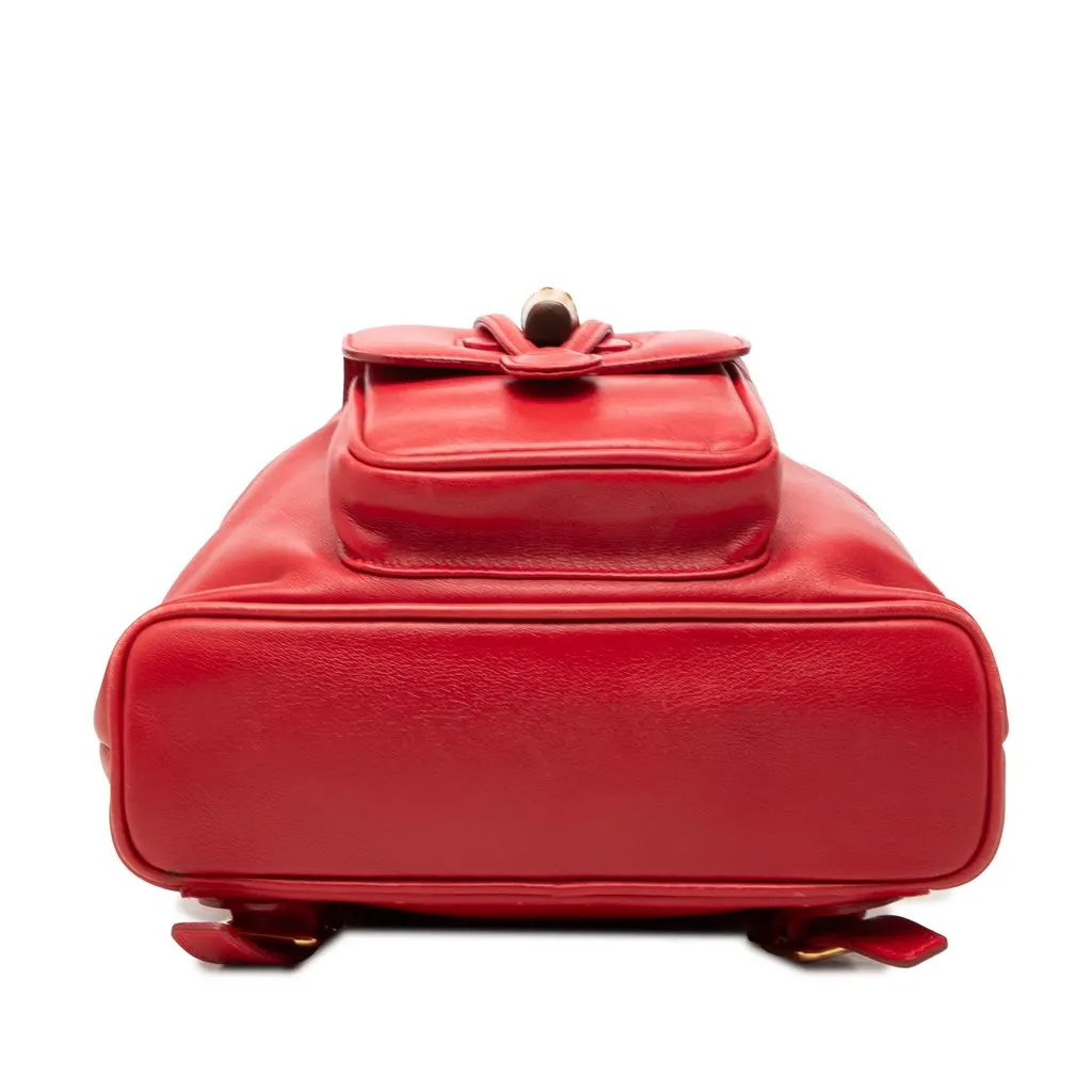 Gucci Calfskin Bamboo Drawstring Backpack Red Leather Very good - Inside View