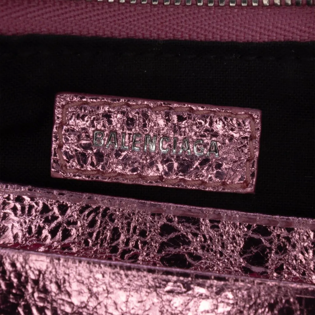 Balenciaga Mini Metallic Lambskin Motocross Le Cagole Pink Leather Very good - Box View