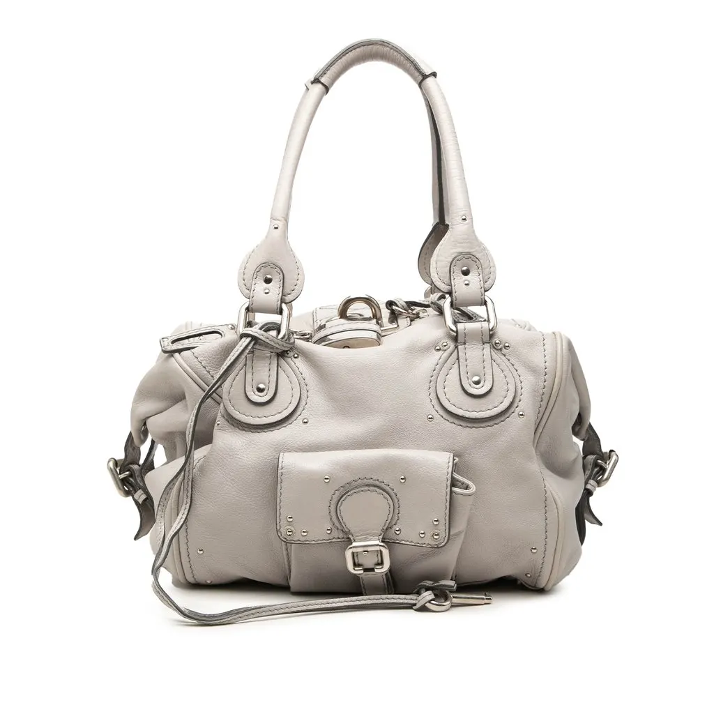 Chloé Leather Paddington Front Pocket Shoulder Bag Grey Leather Very good - Front View