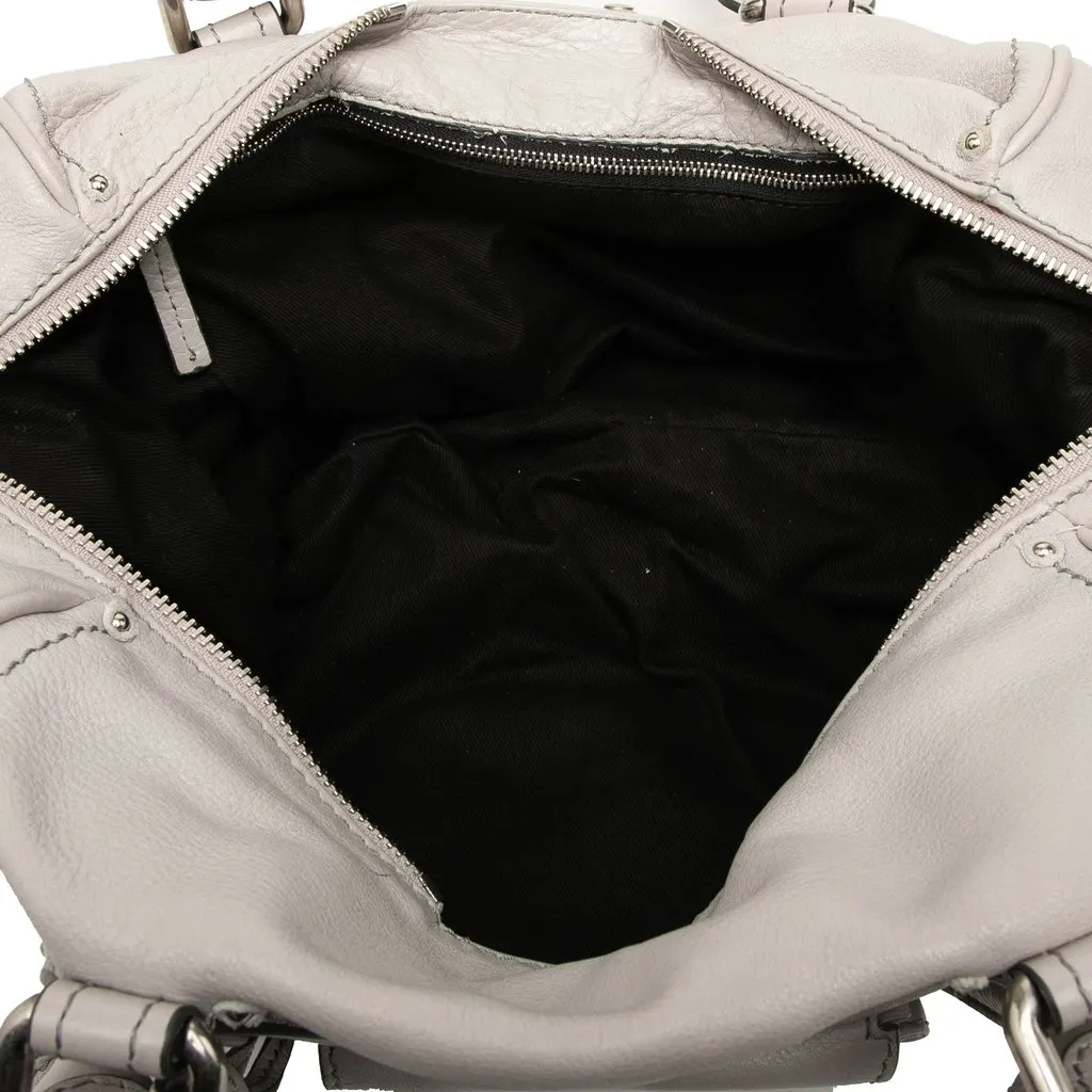 Chloé Leather Paddington Front Pocket Shoulder Bag Grey Leather Very good - Model View