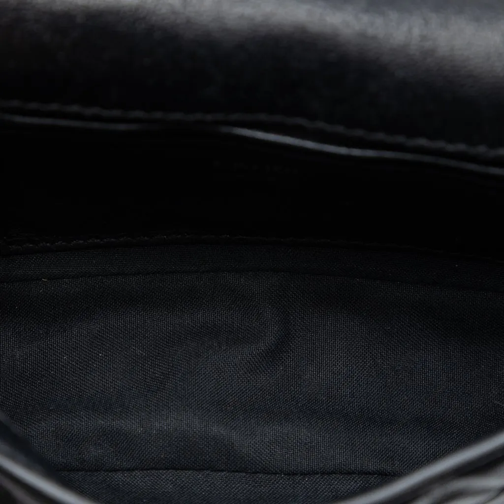 Fendi Mini Zucca Embossed Leather Baguette Satchel Black Leather Good - Model View