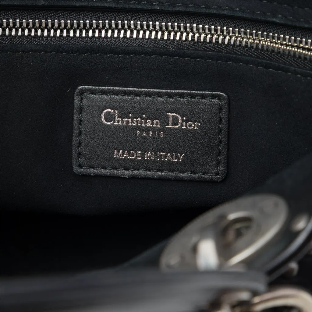 Dior Medium Calfskin Cannage Embossed Flower Studded Supple Lady Dior Black Leather Very good - Box View