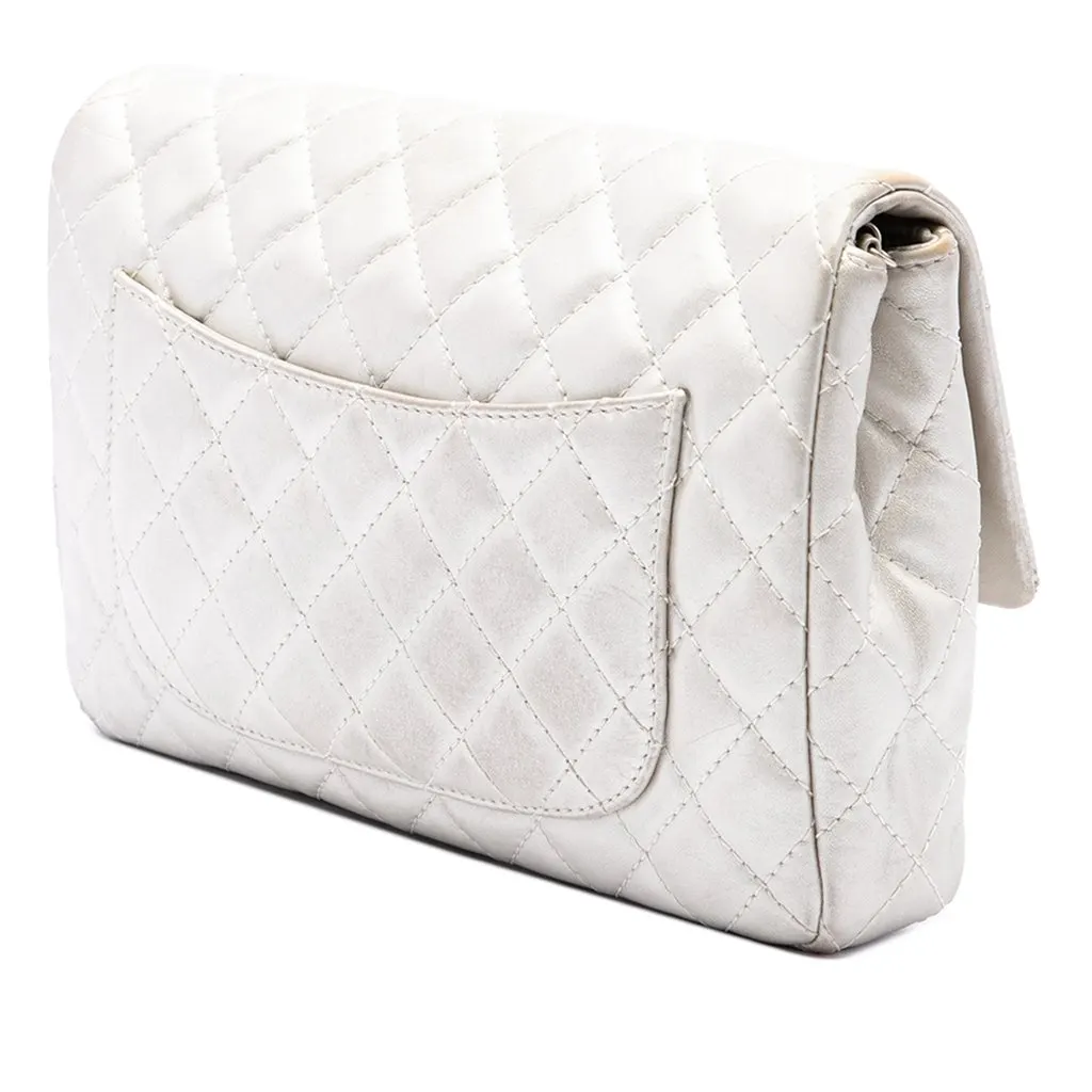 Chanel Quilted Metallic Calfskin Reissue 2.55 Chain Flap Silver Leather Very good - Back View