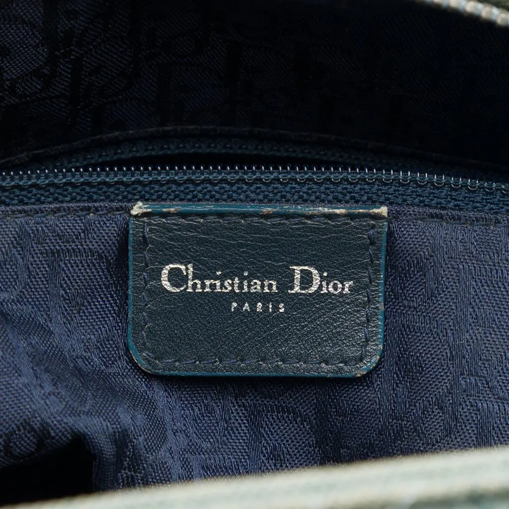 Dior Large Denim Cannage Acrylic Handles Lady Dior Blue Denim Good - Box View