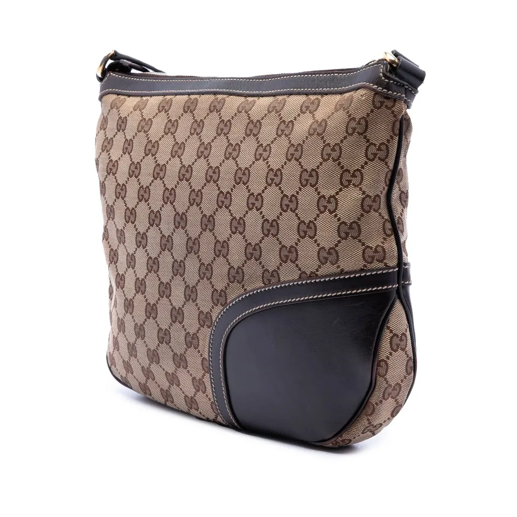 Gucci GG Canvas Horsebit Web Crossbody Beige Leather Very good - Back View