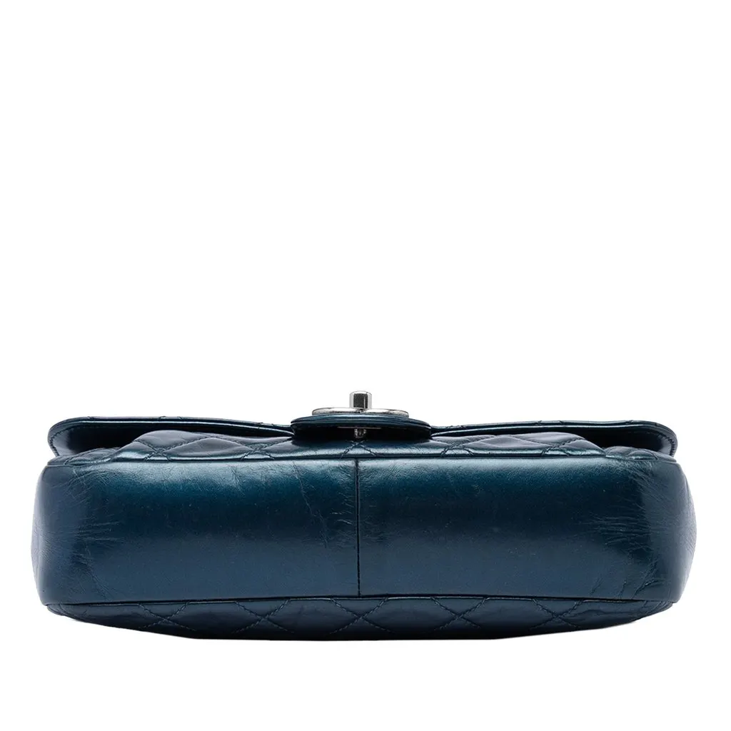 Chanel Medium Quilted Glazed Calfskin Coco Pleats Flap Blue Leather Very good - Inside View