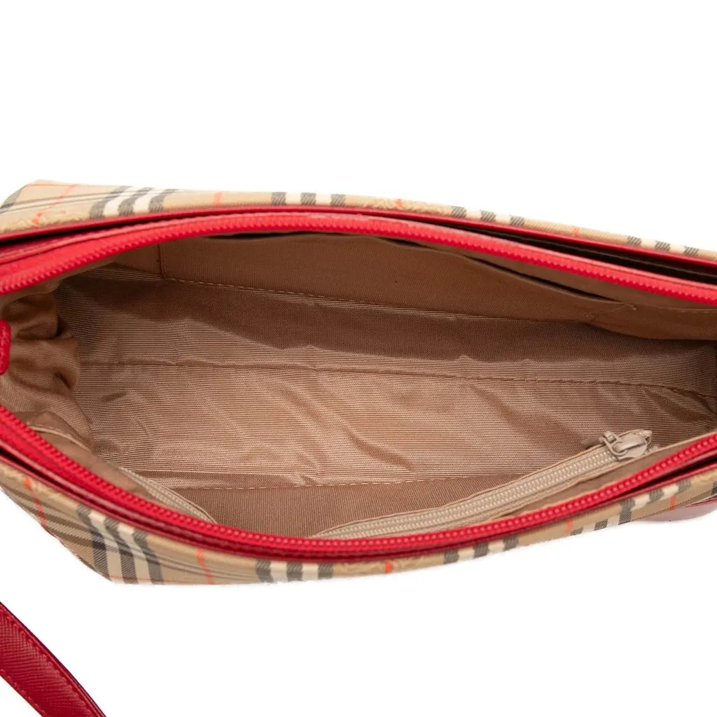 Burberry Haymarket Check Canvas Shoulder Bag Beige Very good - Model View