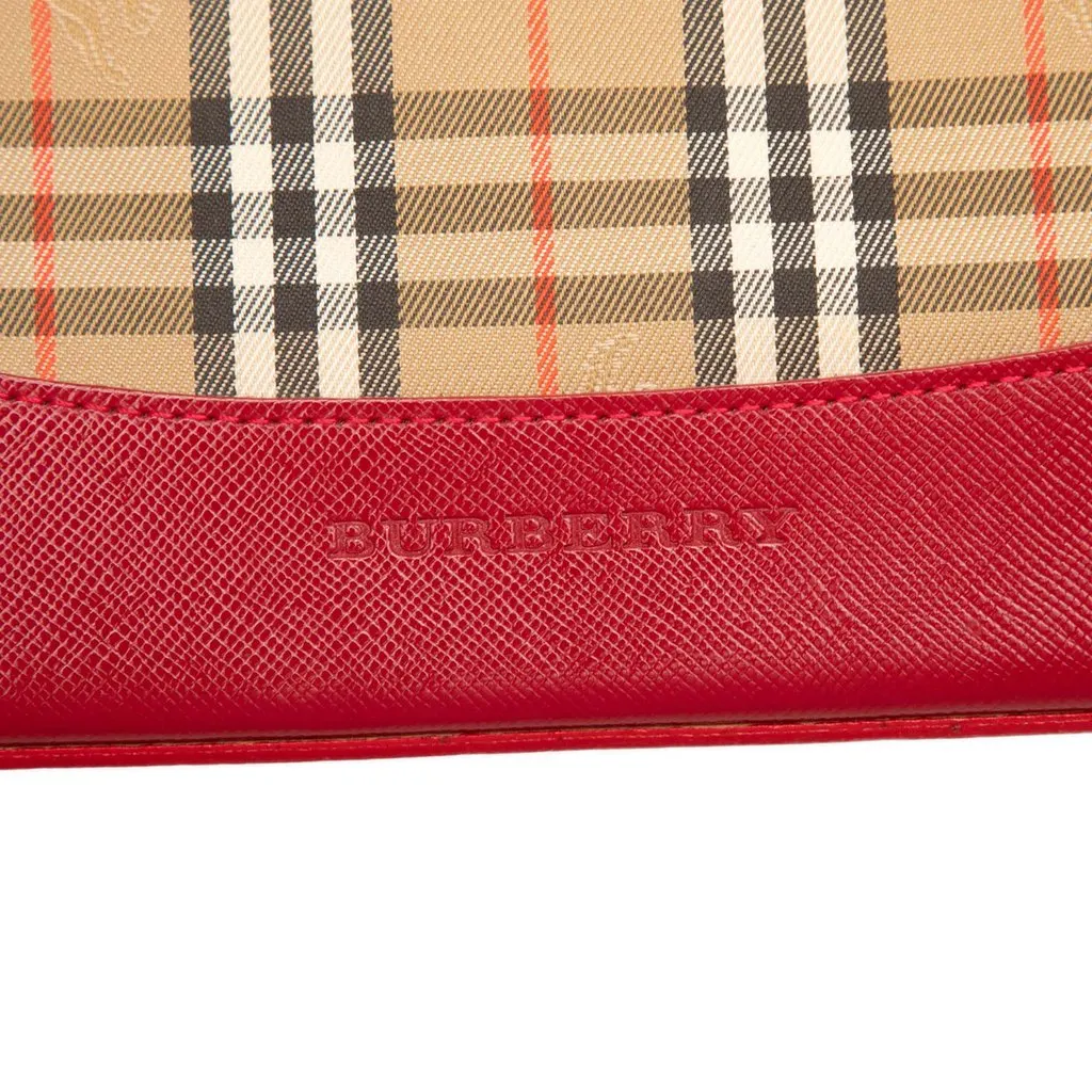 Burberry Haymarket Check Canvas Shoulder Bag Beige Very good - Box View