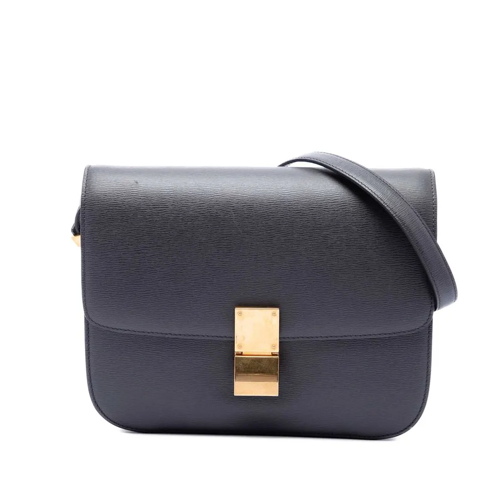 Celine Medium Liege Calfskin Classic Box Black Leather Very good - Front View
