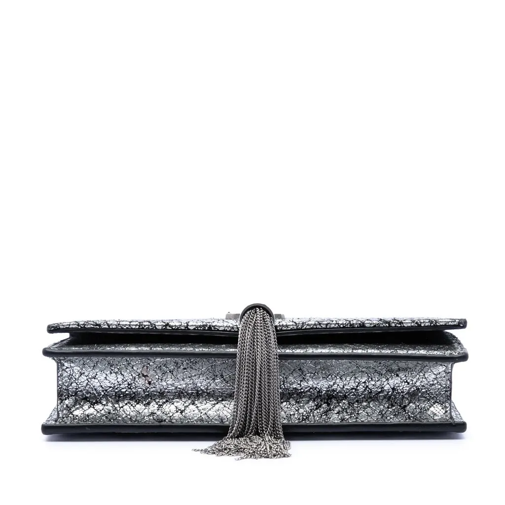 Saint Laurent Python Embossed Metallic Leather Classic Monogram Kate Tassel Wallet on Chain Silver Leather Very good - Inside View