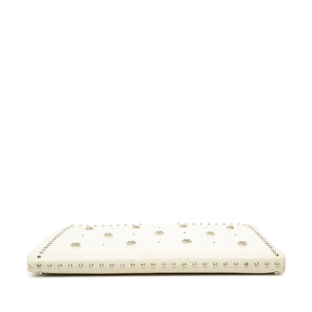 Miu Miu Faux Pearl Studded Leather Clutch White Leather Good - Inside View