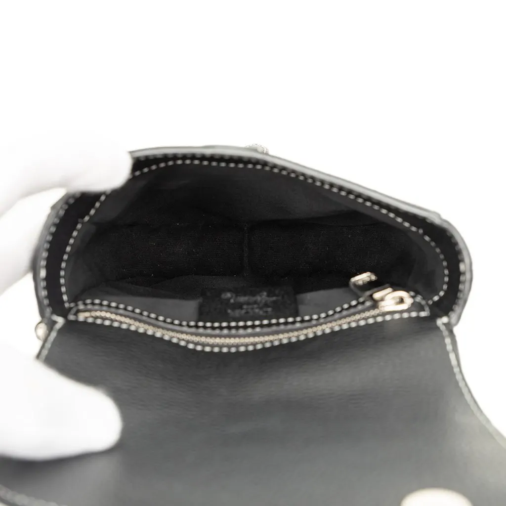 Dior Stussy Bee Applique Calfskin Saddle Crossbody Black Leather Very good - Model View