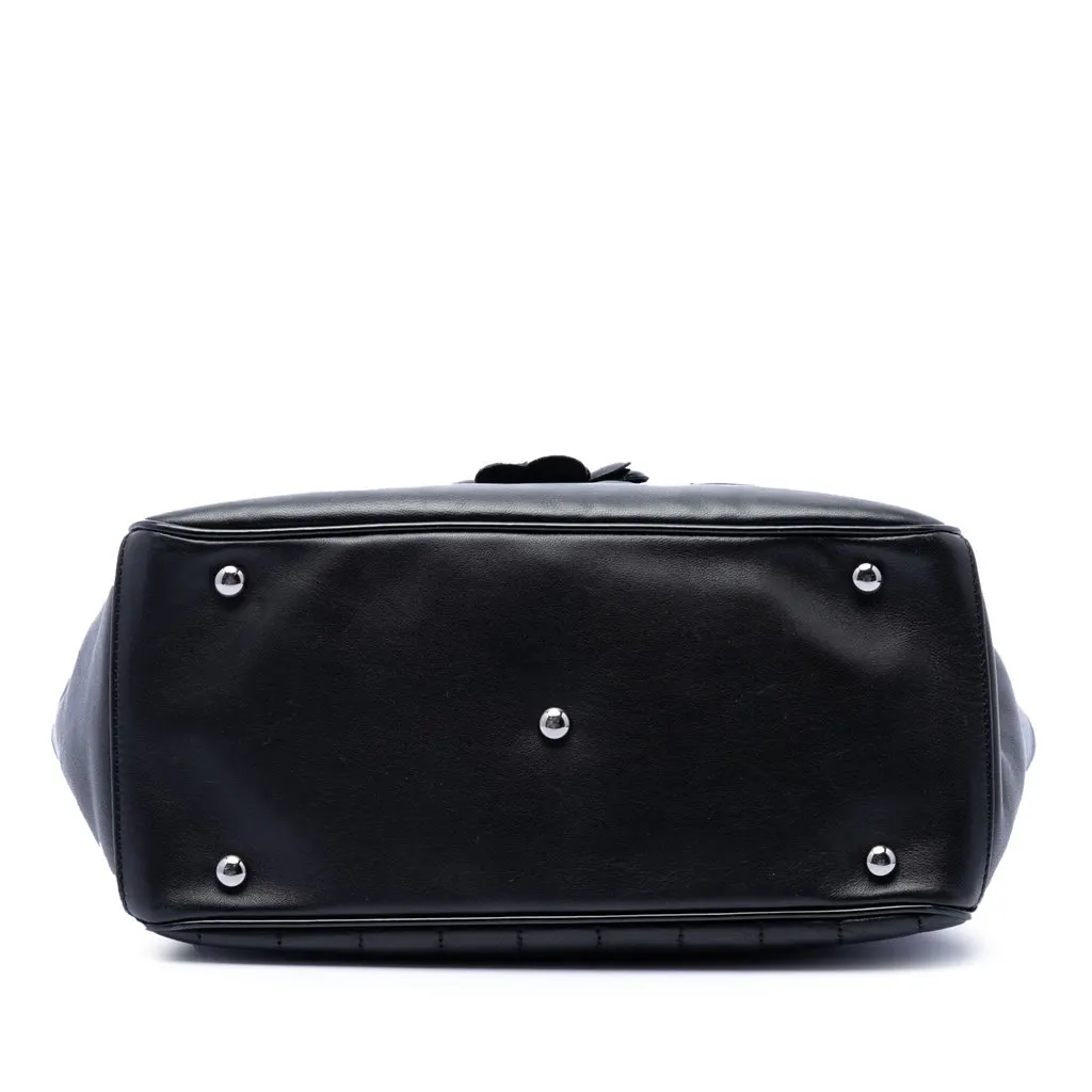 Chanel CC Choco Bar Lambskin Camellia No 5 Tote Black Leather Very good - Inside View