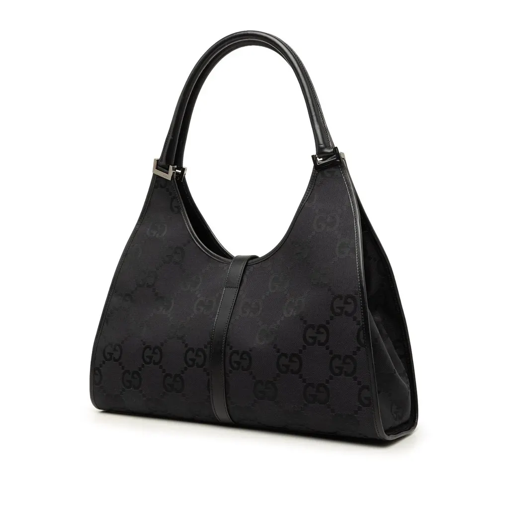 Gucci GG Canvas Jackie Bardot Shoulder Bag Black Very good - Back View