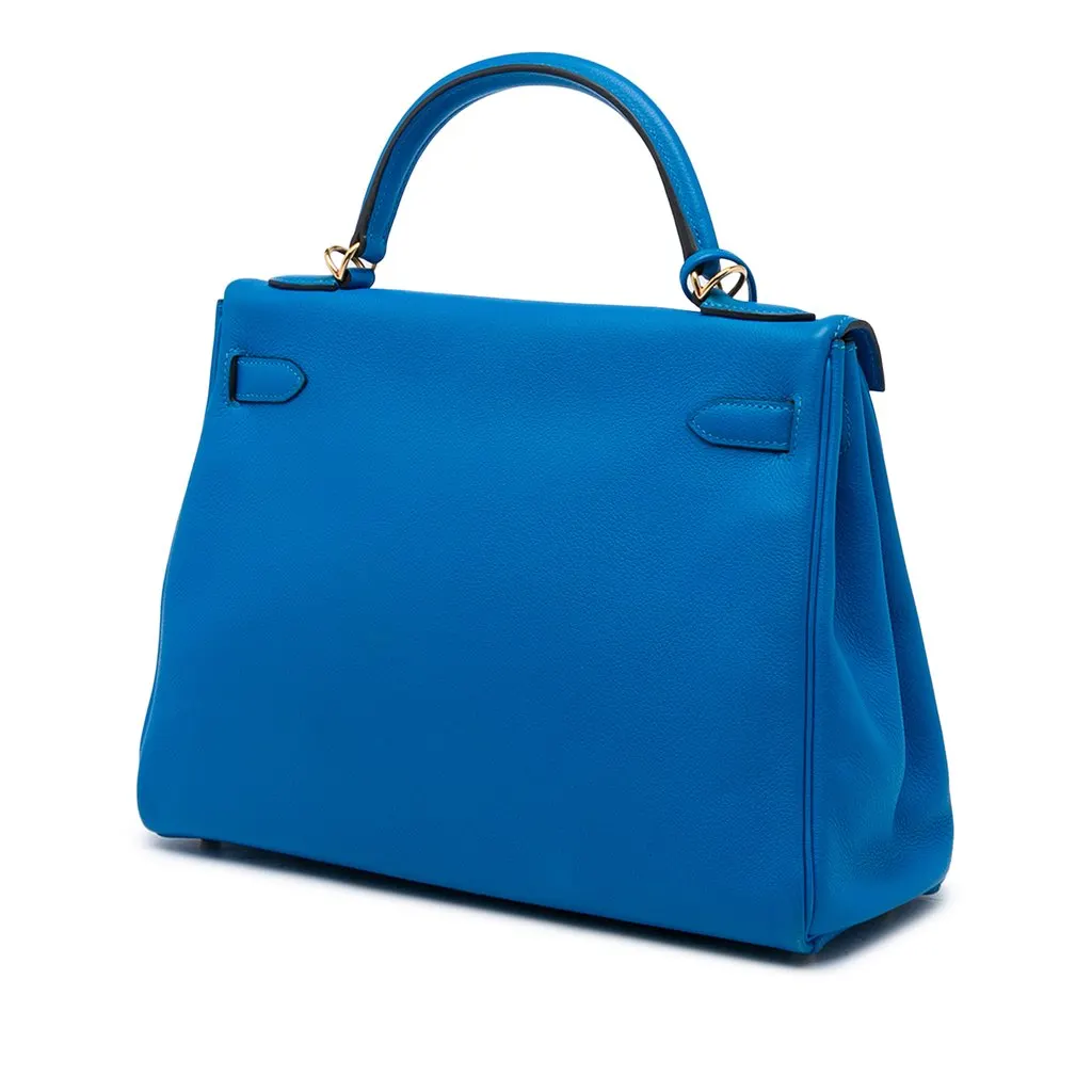 Hermès Epsom Kelly II Retourne 32 Blue Leather Very good - Back View