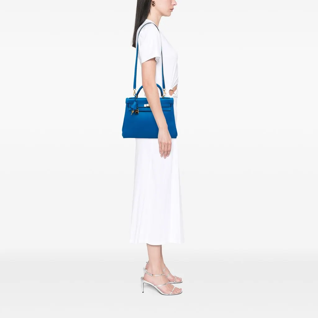 Hermès Epsom Kelly II Retourne 32 Blue Leather Very good - Box View