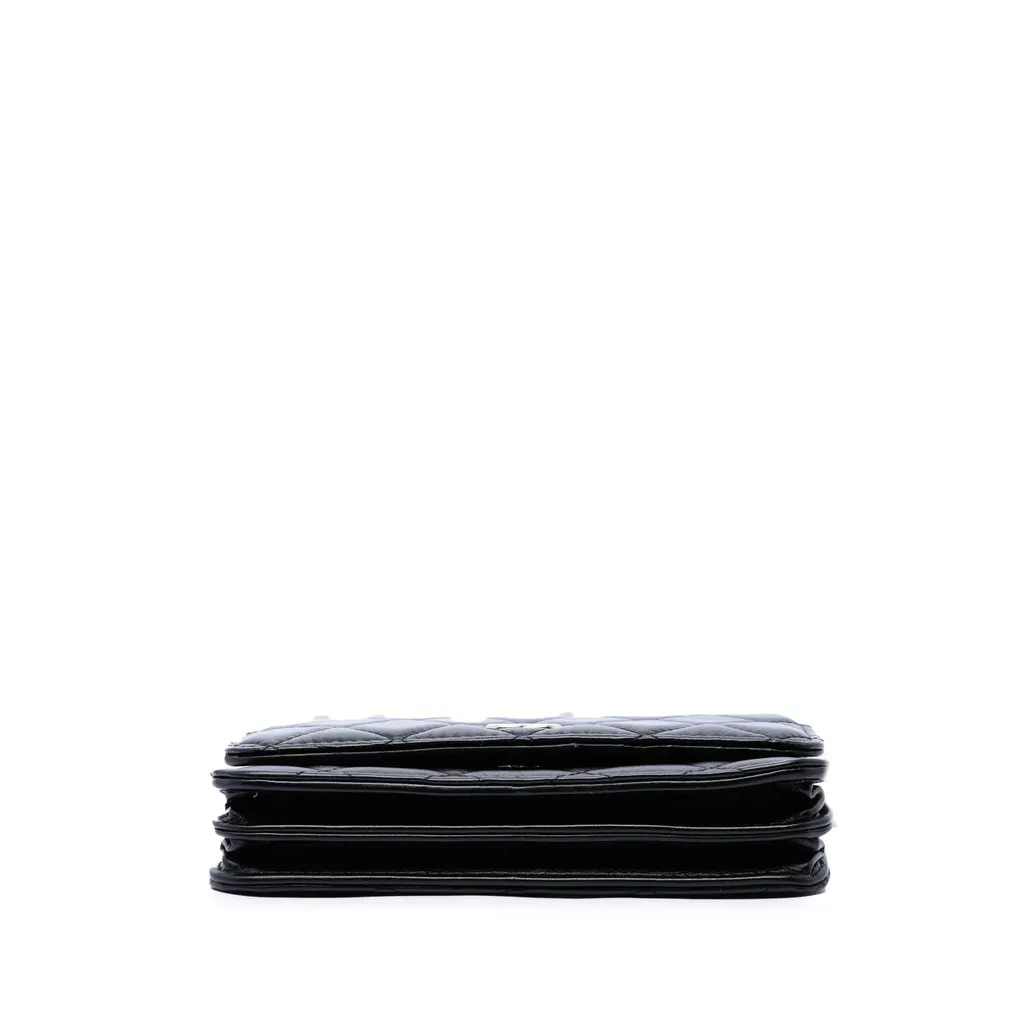 Chanel CC Quilted Calfskin Maxi Pearls Wallet on Chain Black Leather Very good - Inside View