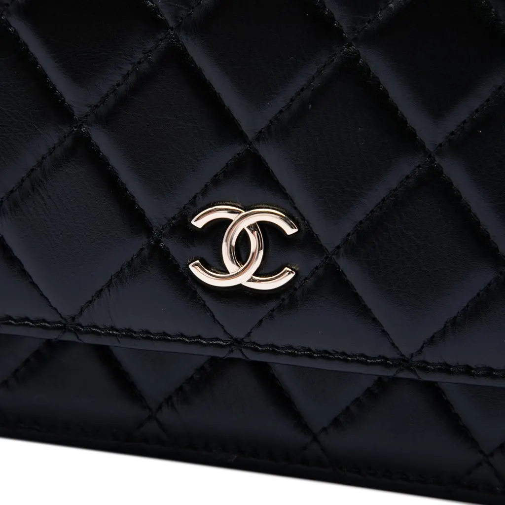 Chanel CC Quilted Calfskin Maxi Pearls Wallet on Chain Black Leather Very good - Box View