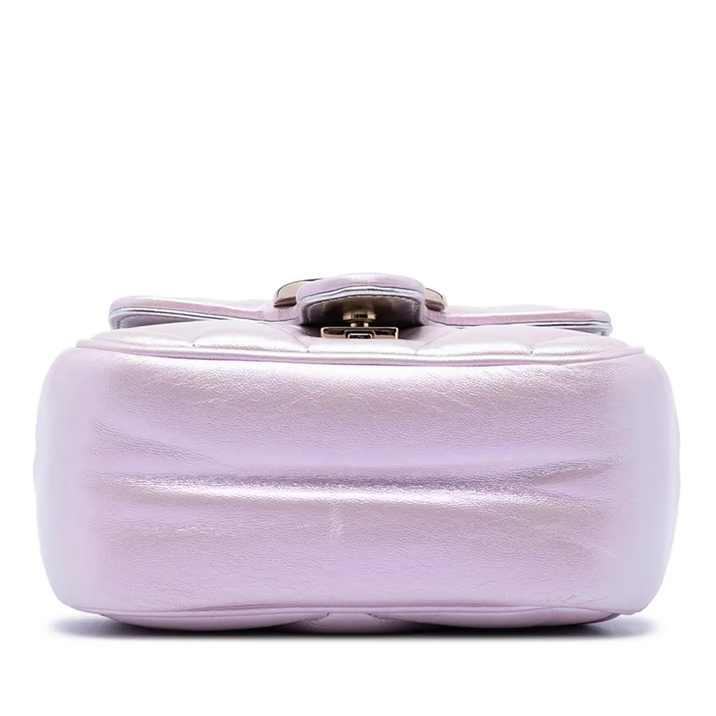 Gucci Mini GG Marmont Matelasse Iridescent Calfskin Flap Crossbody Purple Leather Very good - Inside View
