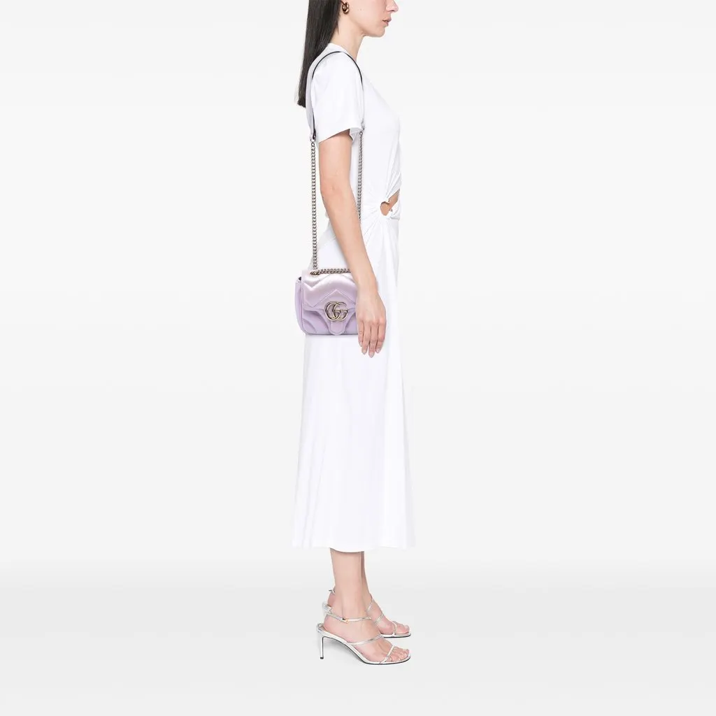 Gucci Mini GG Marmont Matelasse Iridescent Calfskin Flap Crossbody Purple Leather Very good - Box View