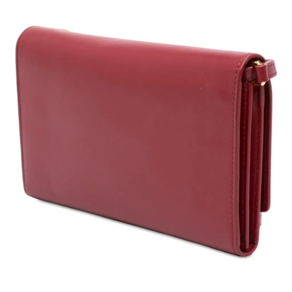 Burberry Leather TB Wallet On Strap Red Leather Very good - Back View