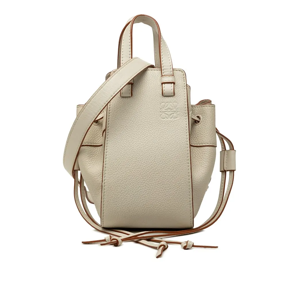 LOEWE Mini Grained Calfskin Hammock Bag White Leather Very good - Front View