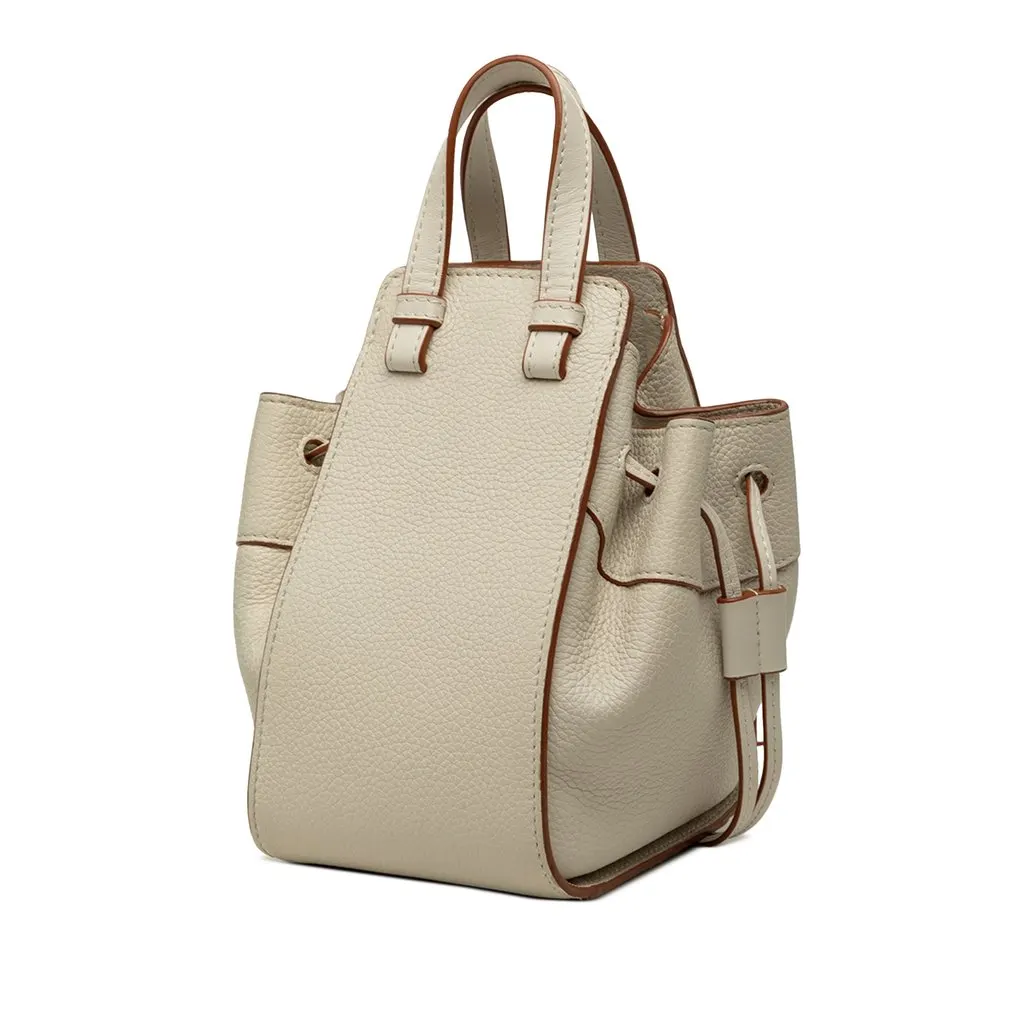 LOEWE Mini Grained Calfskin Hammock Bag White Leather Very good - Back View