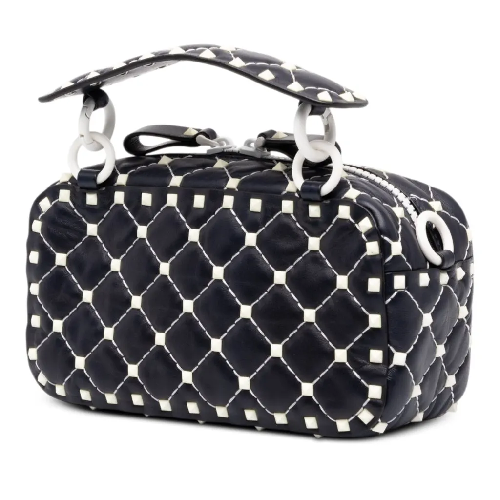 Valentino Lambskin Free Rockstud Spike Camera Bag Blue Leather Very good - Back View