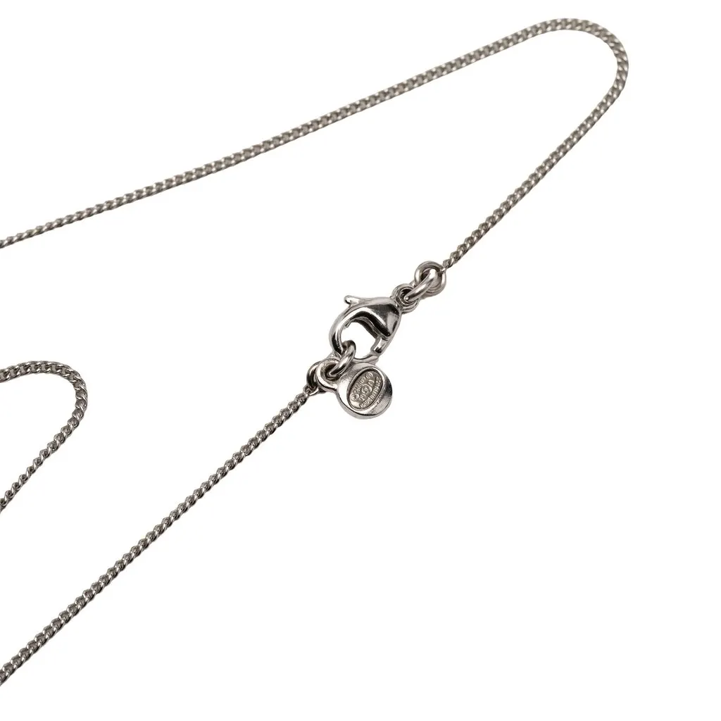 Chanel CC Brass Strass Clover Pendant Necklace Silver Metal Very good - Inside View