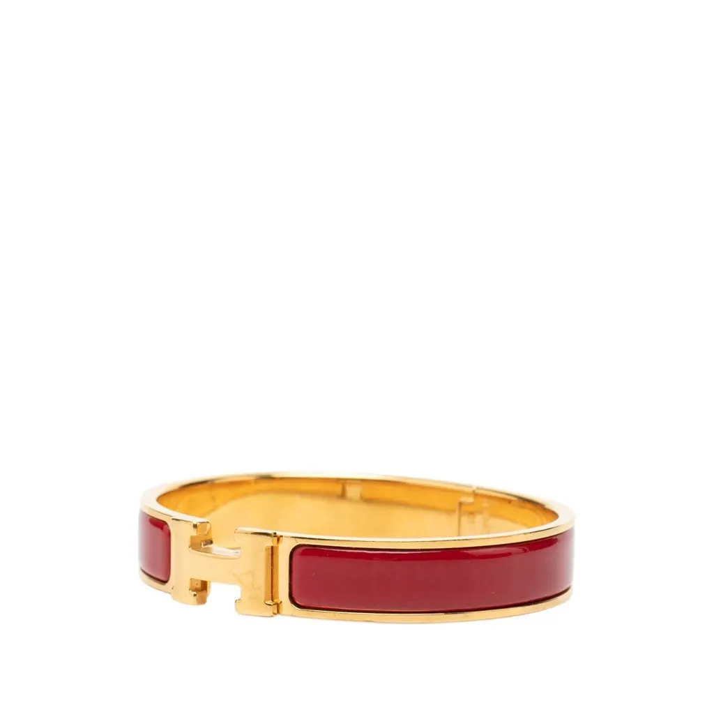 Hermès Narrow Enamel Clic H Bracelet PM Red Enamel Very good - Back View