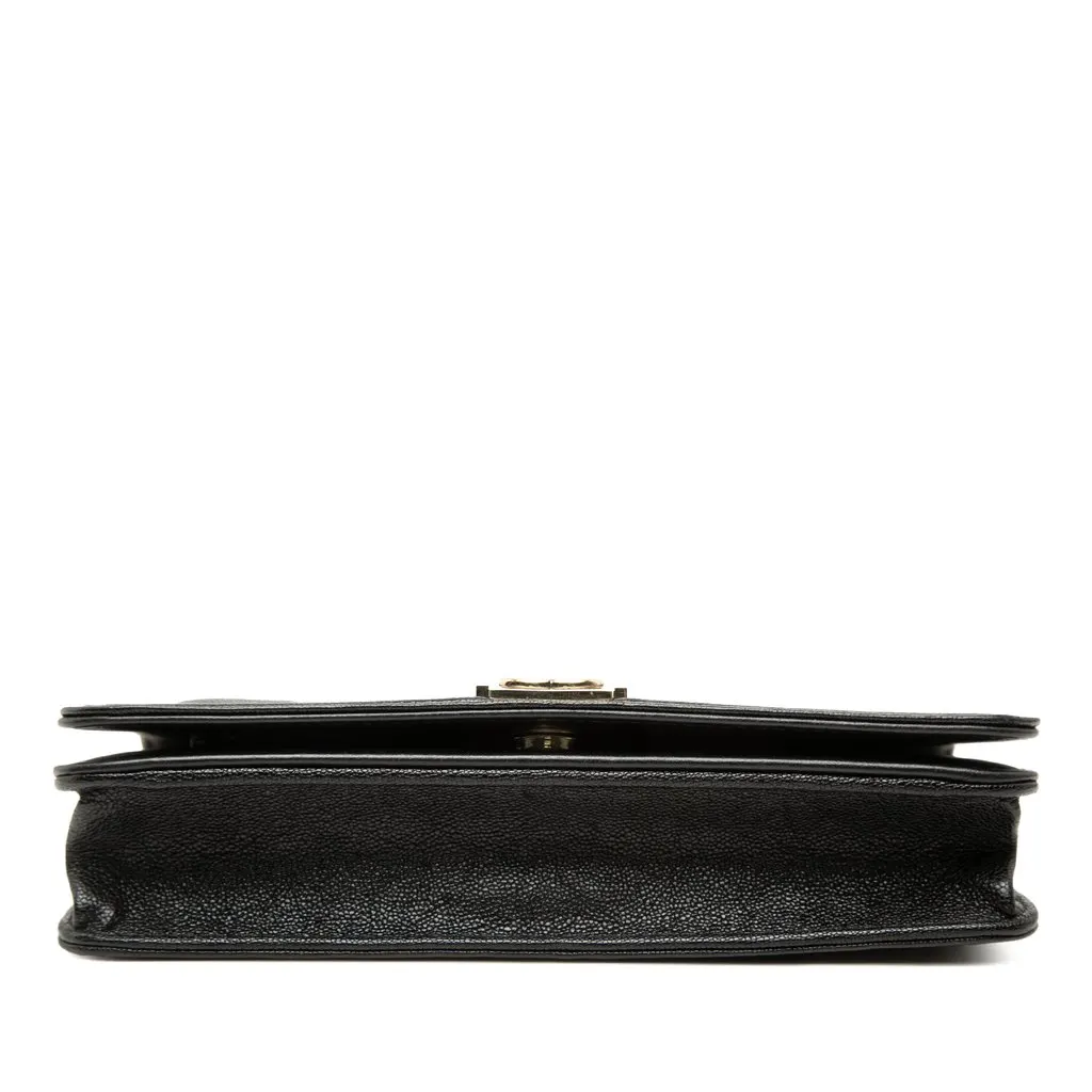 Chanel Quilted Caviar Boy Wallet on Chain Black Leather Very good - Inside View