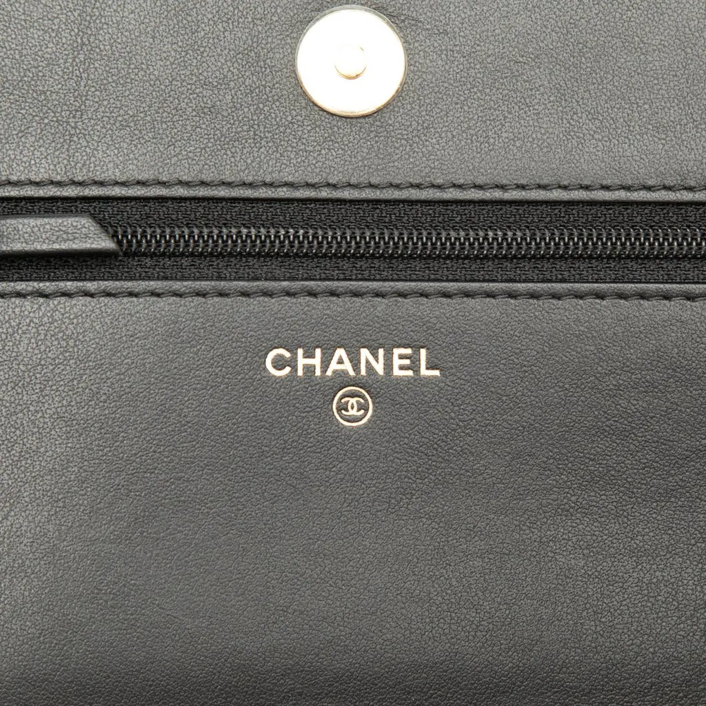 Chanel Quilted Caviar Boy Wallet on Chain Black Leather Very good - Box View