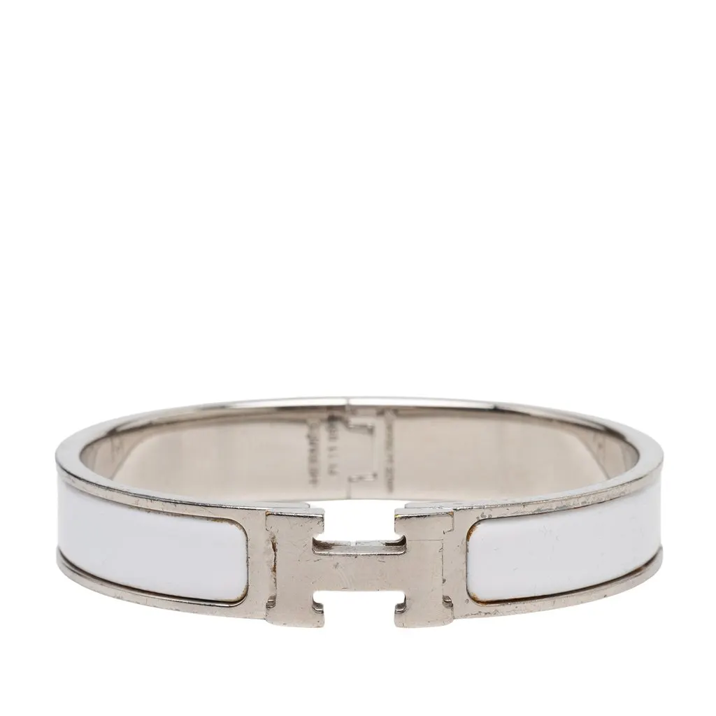 Hermès Narrow Enamel Clic Clac H Bracelet PM Beige Very good - Front View
