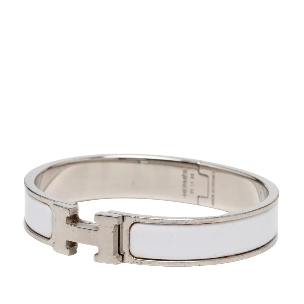Hermès Narrow Enamel Clic Clac H Bracelet PM Beige Very good - Back View